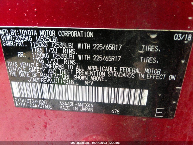Toyota RAV4 LE 2018 JTMZFREV9JD119318 Image 10