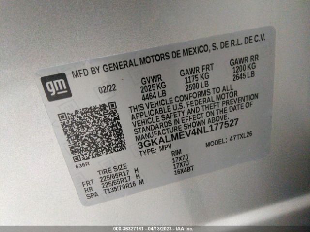 3GKALMEV4NL177527 GMC Terrain Sle