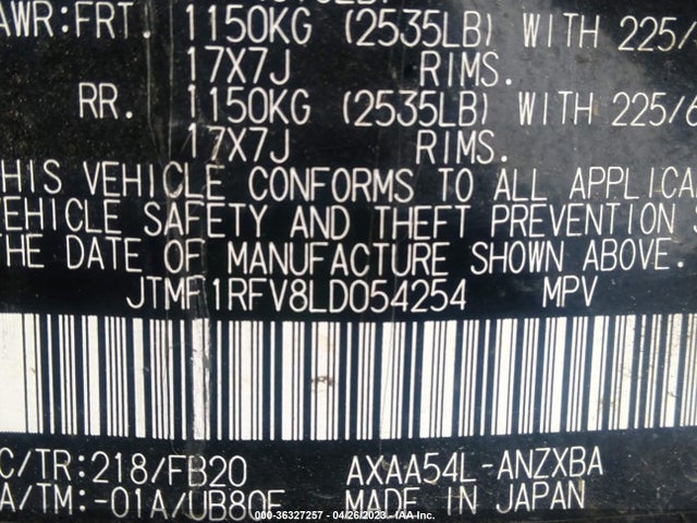 Toyota RAV4 LE 2020 JTMF1RFV8LD054254 Image 10