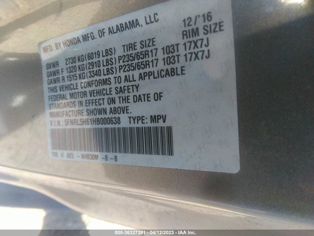 Honda Odyssey Ex-l 2017 5FNRL5H61HB000638 Image 9