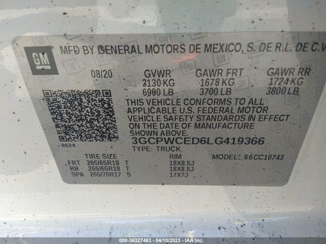 Chevrolet Silverado 1500 Lt 2020 3GCPWCED6LG419366 Image 10