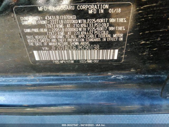JF2GTACC6JH290198 Subaru Crosstrek Premium