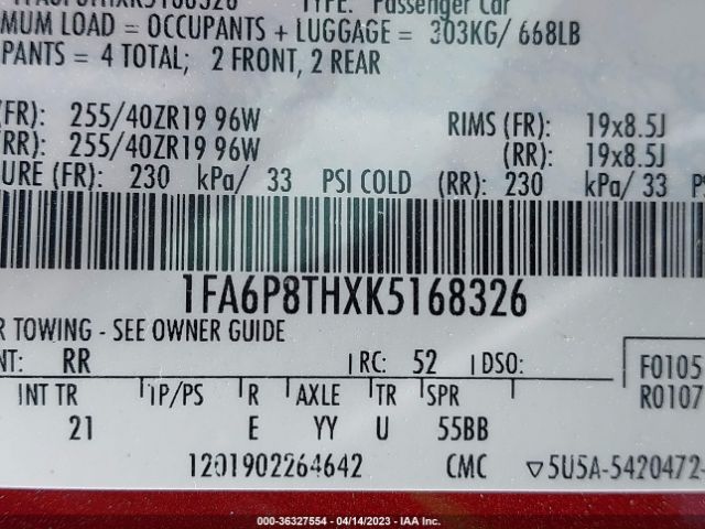 1FA6P8THXK5168326 Ford Mustang Ecoboost