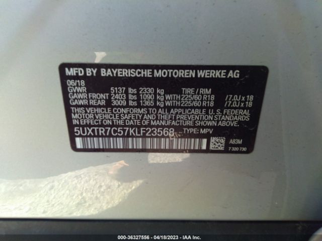5UXTR7C57KLF23568 BMW X3 Sdrive30i
