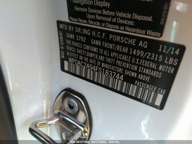 WP0AC2A94FS183744 Porsche 911 GT3