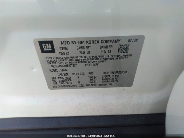 Chevrolet TRAX LS 2021 KL7CJKSB3MB307237 Image 9