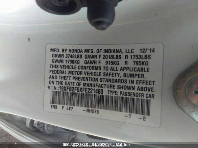 Honda Civic Sedan Lx 2015 19XFB2F5XFE221480 Image 9