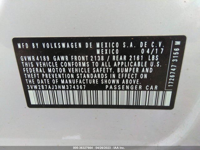 3VW2B7AJ3HM374367 Volkswagen Jetta 1.4t S