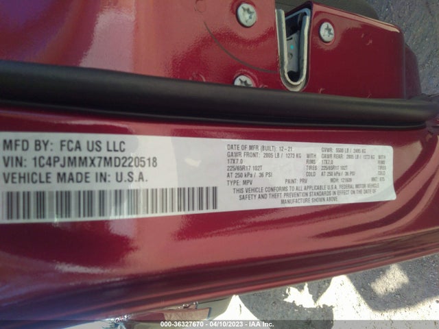 1C4PJMMX7MD220518 Jeep Cherokee Latitude Lux