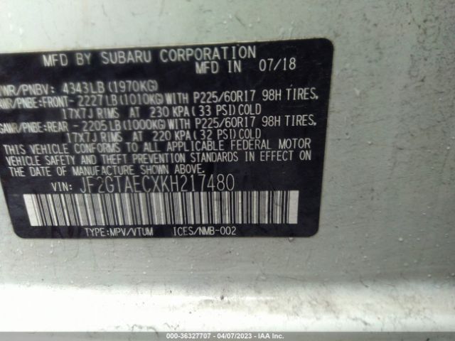 JF2GTAECXKH217480 Subaru Crosstrek Premium
