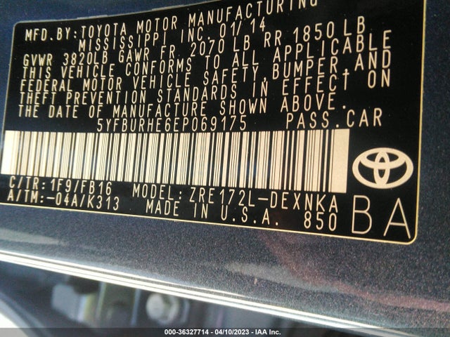 Toyota Corolla L/le/s/s Plus/le Plus 2014 5YFBURHE6EP069175 Image 10