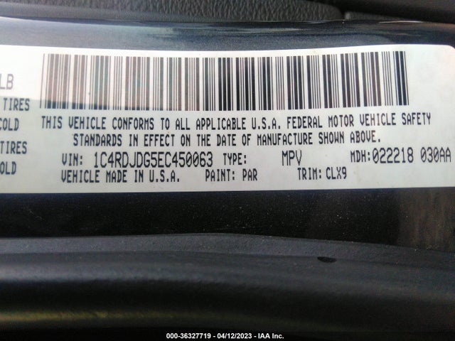Dodge DURANGO LIMITED 2014 1C4RDJDG5EC450063 Image 9