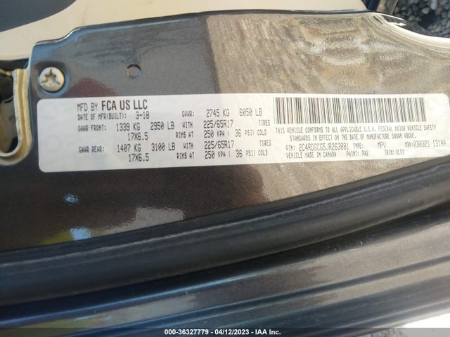 Dodge Grand Caravan Sxt 2018 2C4RDGCG5JR263881 Image 9