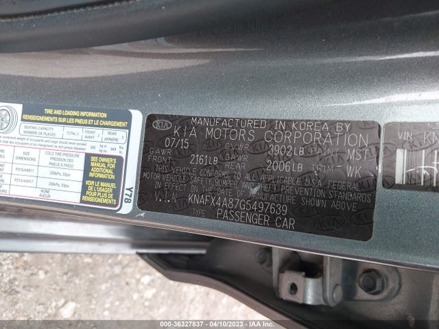 2016 Kia Forte Ex მანქანა იყიდება აუქციონზე, vin: KNAFX4A87G5497639, აუქციონის ნომერი: 36327837