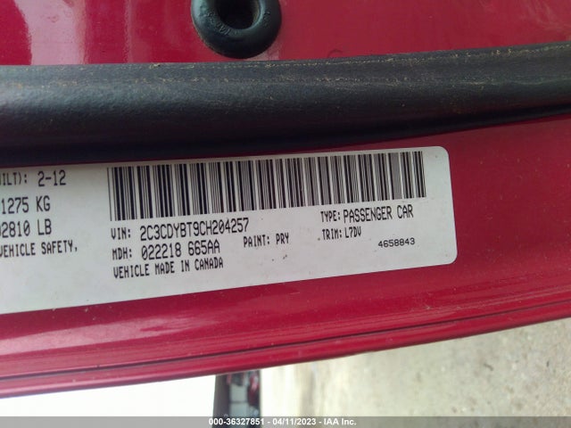 2012 DODGE CHALLENGER R/T VIN: 2C3CDYBT9CH204257