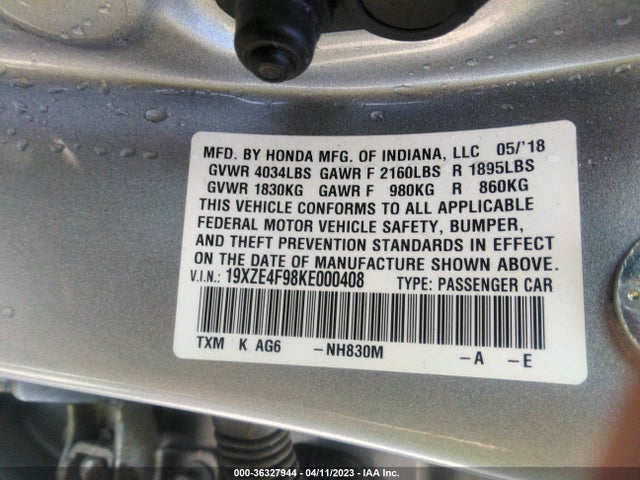 Honda Insight Touring 2019 19XZE4F98KE000408 Image 10