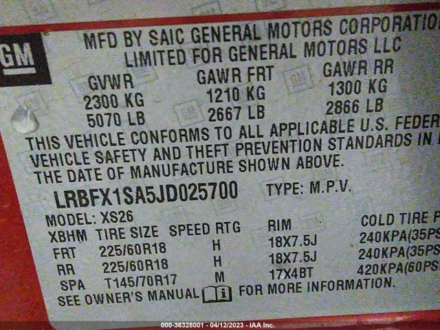 LRBFX1SA5JD025700 Buick Envision Essence