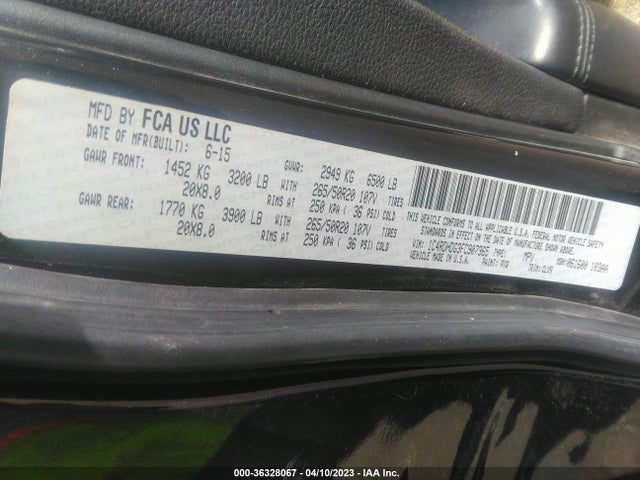 Dodge DURANGO LIMITED 2015 1C4RDHDG3FC907365 Image 9