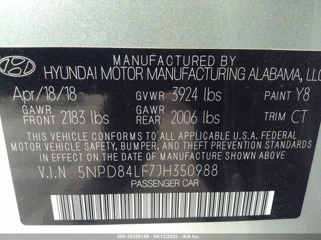 Hyundai Elantra Value Edition 2018 5NPD84LF7JH350988 Image 10
