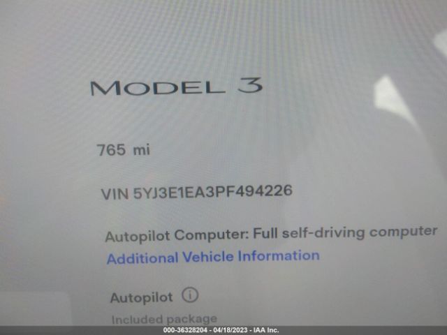 5YJ3E1EA3PF494226 Tesla MODEL 3