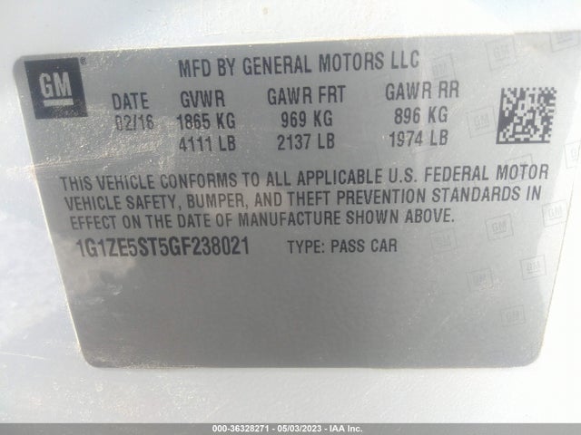Chevrolet MALIBU LT 2016 1G1ZE5ST5GF238021 Image 10