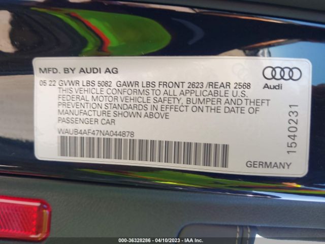 WAUB4AF47NA044878 Audi S4 Premium Plus