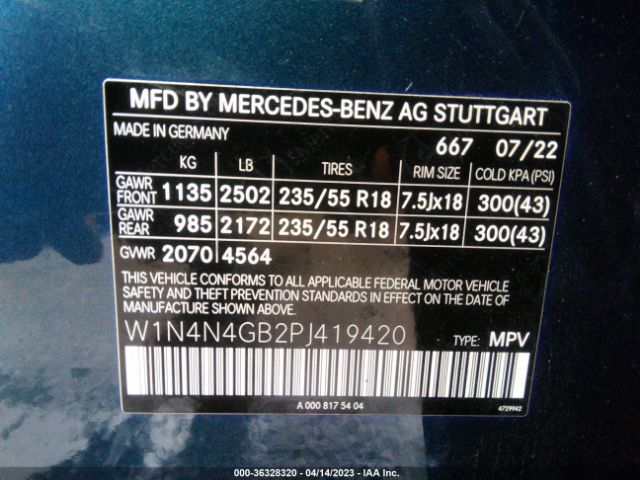 W1N4N4GB2PJ419420 Mercedes-Benz Gla Gla 250