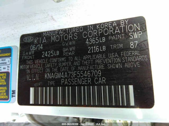 KIA Optima Lx 2015 KNAGM4A73F5546709 Image 10