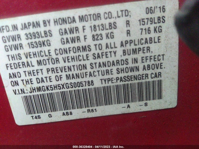 Honda FIT LX 2016 JHMGK5H5XGS005788 Image 10
