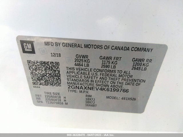 Chevrolet Equinox Premier 2019 2GNAXNEV4K6199766 Image 9