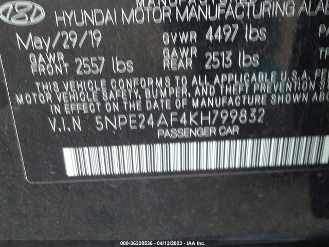 Hyundai SONATA SE 2019 5NPE24AF4KH799832 Image 11