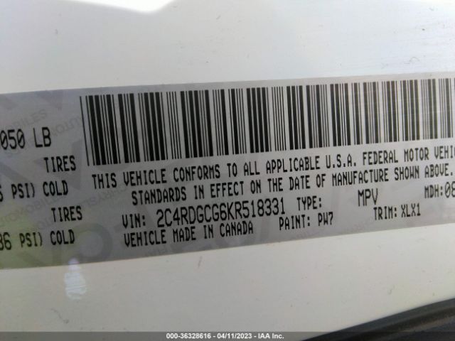 2C4RDGCG6KR518331 Dodge Grand Caravan Sxt