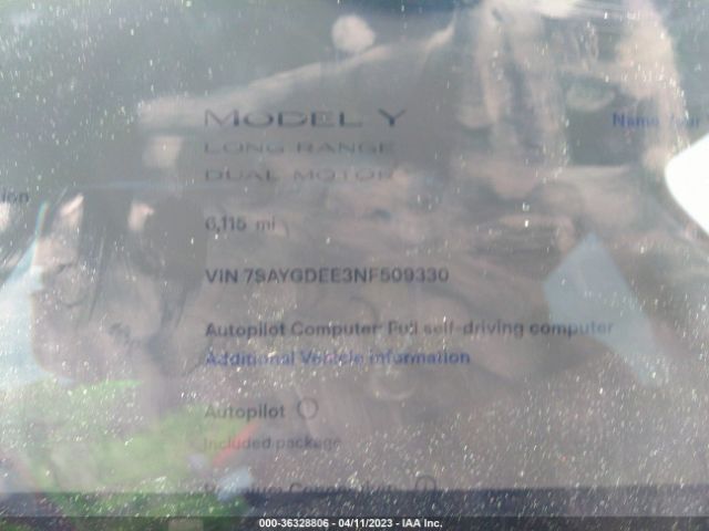 7SAYGDEE3NF509330 Tesla Model Y Long Range