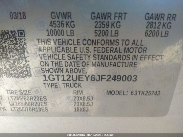 1GT12UEY6JF249003 GMC Sierra 2500hd Denali