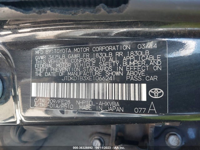 Toyota Prius C One/three/two/four 2014 JTDKDTB3XE1066241 Image 10