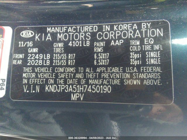 KNDJP3A51H7450190 KIA SOUL +