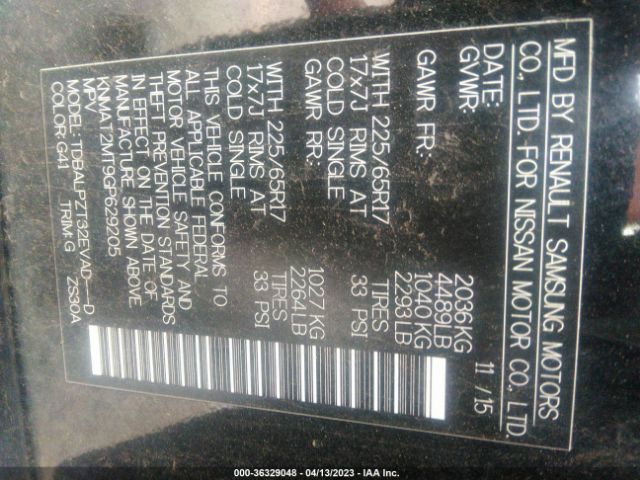 KNMAT2MT9GP629205 Nissan ROGUE S
