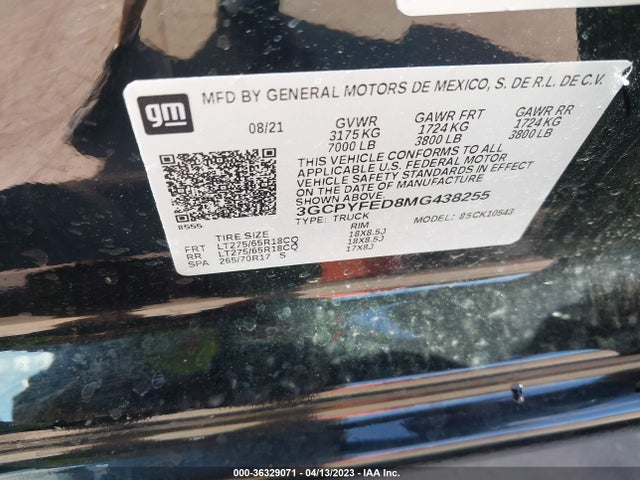 Chevrolet Silverado 1500 Lt Trail Boss 2021 3GCPYFED8MG438255 Image 9