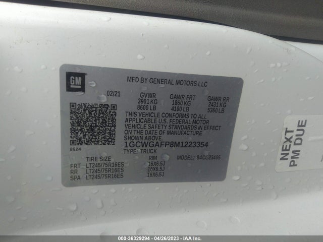 Chevrolet EXPRESS CARGO VAN 2021 1GCWGAFP8M1223354 Image 10