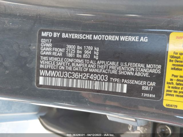 WMWXU3C36H2F49003 Mini Hardtop 4 Door Cooper S