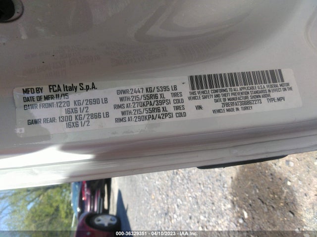 2016 RAM PROMASTER CITY CARGO VAN TRADESMAN VIN: ZFBERFAT3G6B62273