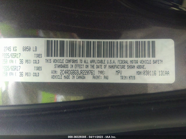 Dodge Grand Caravan Se Plus 2018 2C4RDGBG9JR220761 Image 9