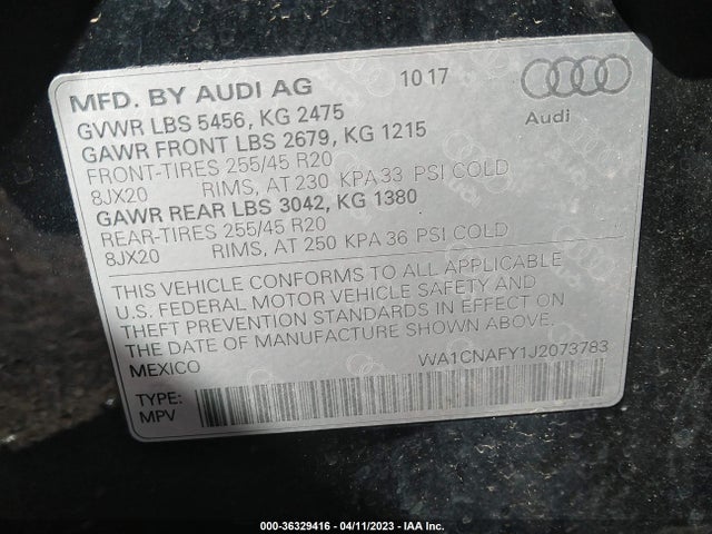 WA1CNAFY1J2073783 Audi Q5 Prestige/tech Prestige