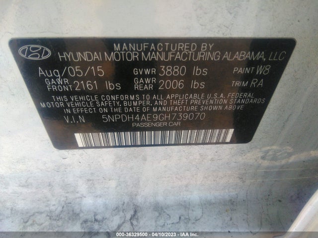 Hyundai ELANTRA SE 2016 5NPDH4AE9GH739070 Image 9