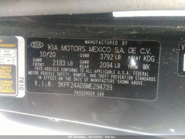 3KPF24AD6ME294739 KIA Forte Lxs