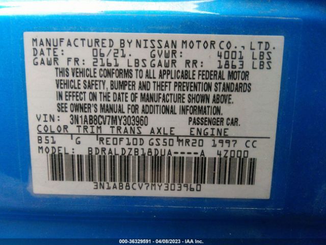 3N1AB8CV7MY303960 Nissan SENTRA SV