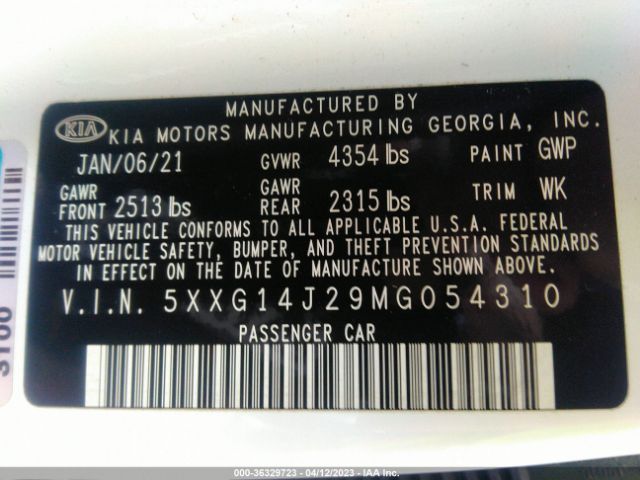 5XXG14J29MG054310 KIA K5 LXS