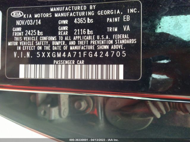 5XXGM4A71FG424705 KIA Optima Lx