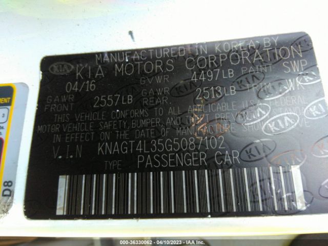 KNAGT4L35G5087102 KIA Optima Lx