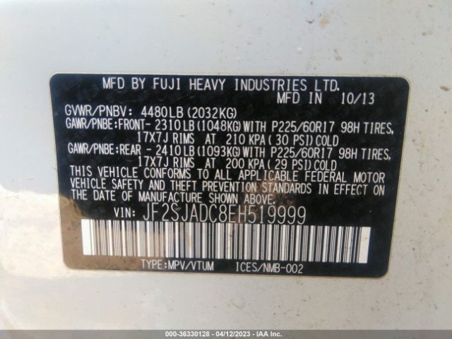 JF2SJADC8EH519999 Subaru Forester 2.5i Premium